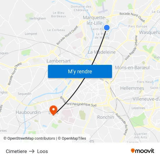 Cimetiere to Loos map