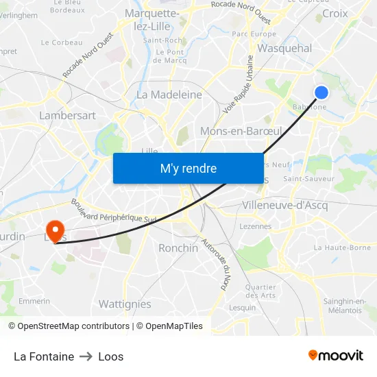 La Fontaine to Loos map