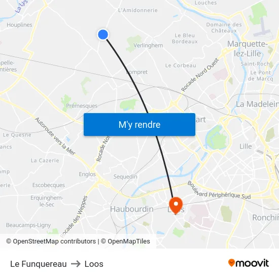 Le Funquereau to Loos map
