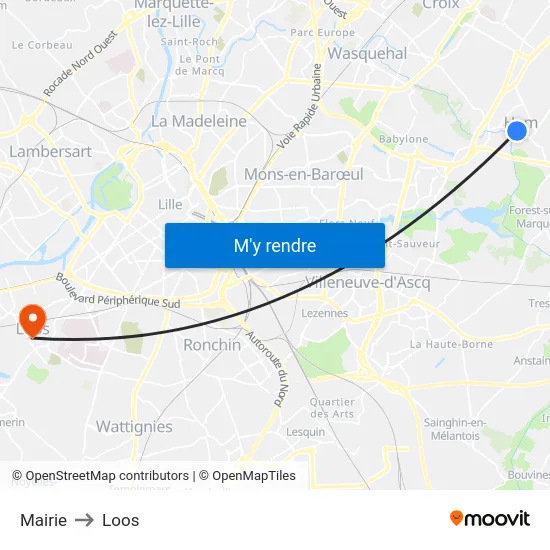 Mairie to Loos map