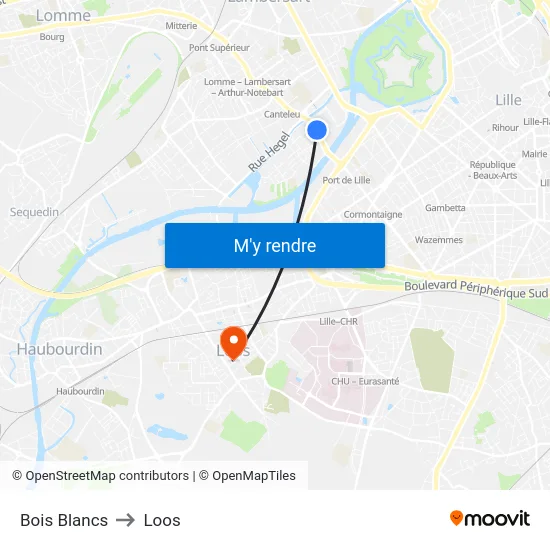 Bois Blancs to Loos map
