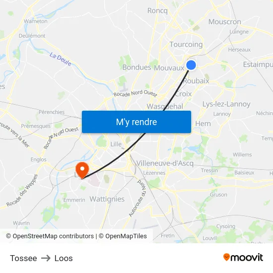 Tossee to Loos map