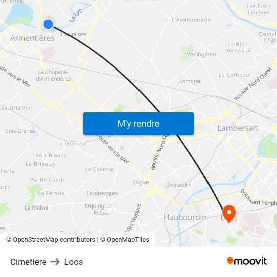 Cimetiere to Loos map