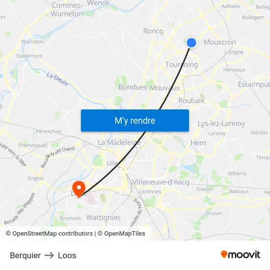 Berquier to Loos map