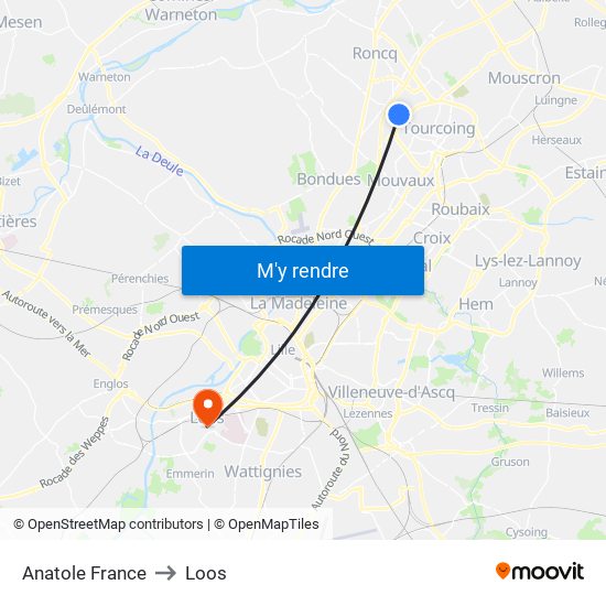 Anatole France to Loos map