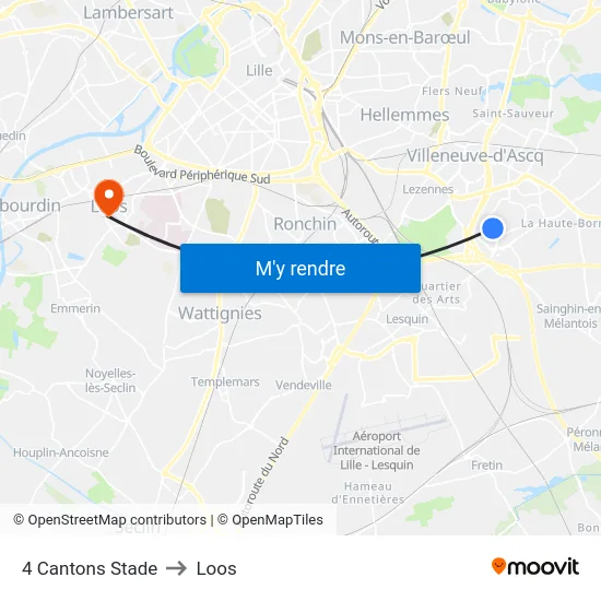 4 Cantons Stade to Loos map