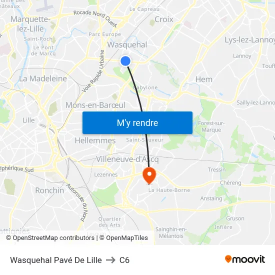 Wasquehal Pavé De Lille to C6 map