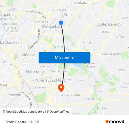 Croix Centre to C6 map