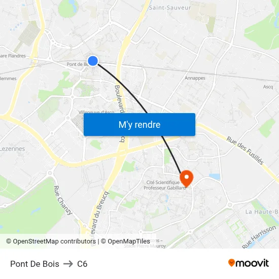 Pont De Bois to C6 map