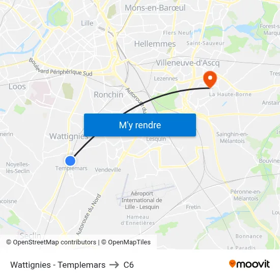 Wattignies - Templemars to C6 map