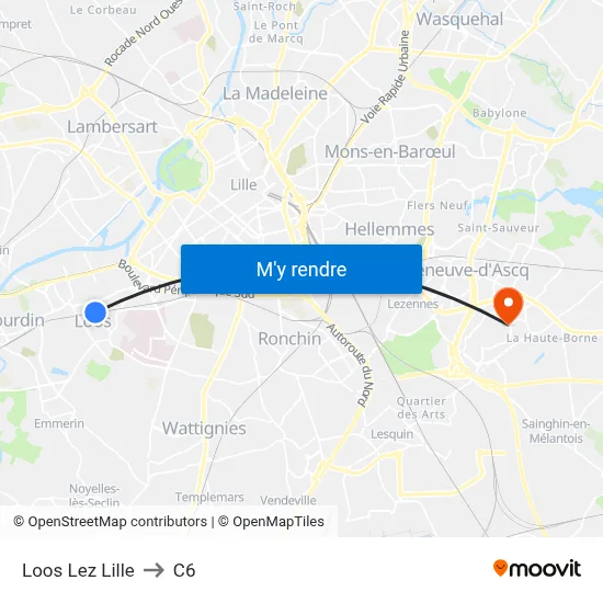 Loos Lez Lille to C6 map