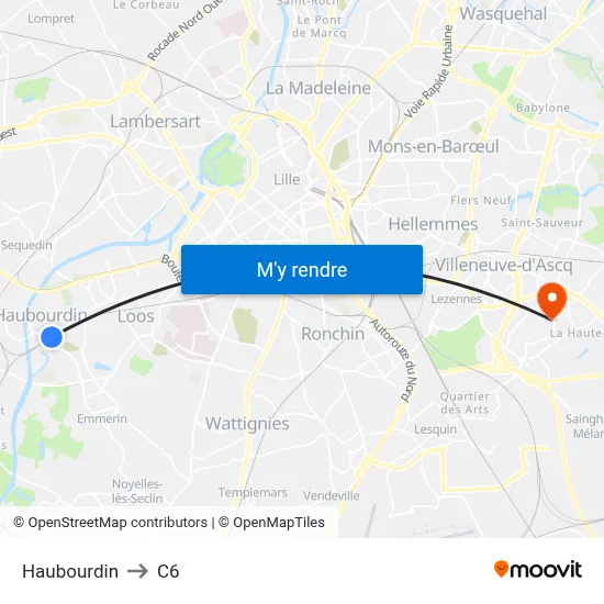 Haubourdin to C6 map