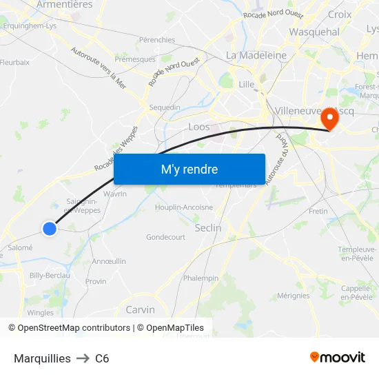 Marquillies to C6 map