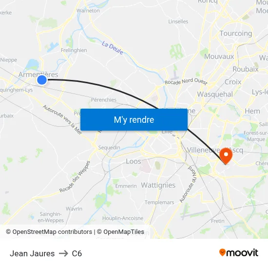 Jean Jaures to C6 map