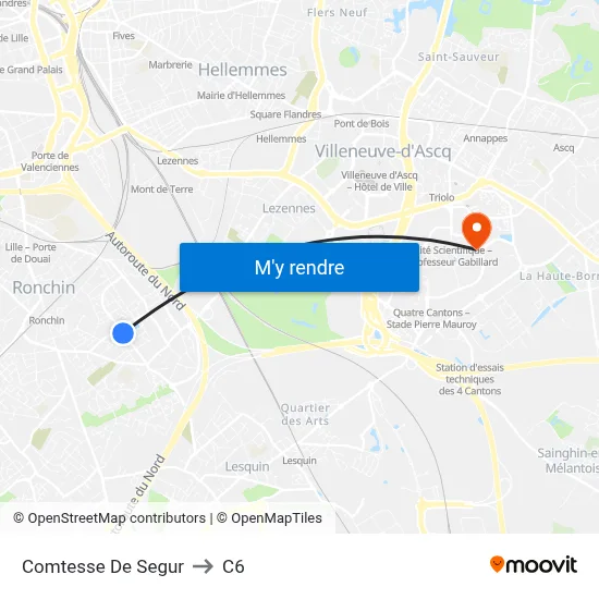 Comtesse De Segur to C6 map