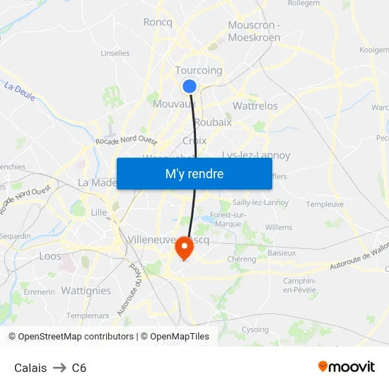 Calais to C6 map