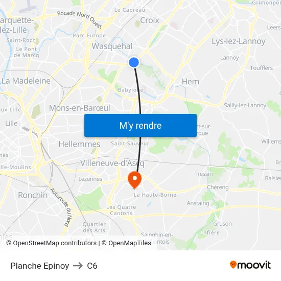 Planche Epinoy to C6 map