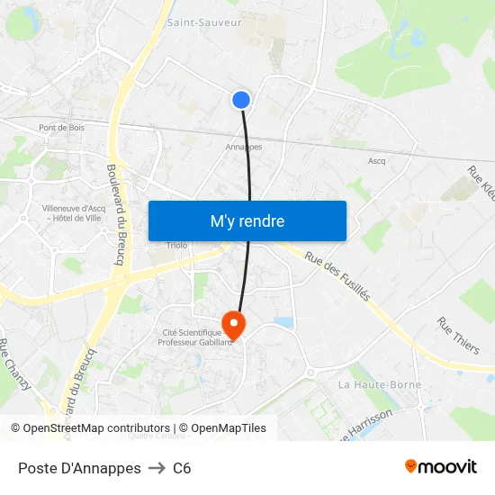 Poste D'Annappes to C6 map