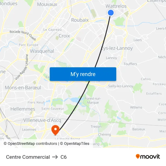 Centre Commercial to C6 map