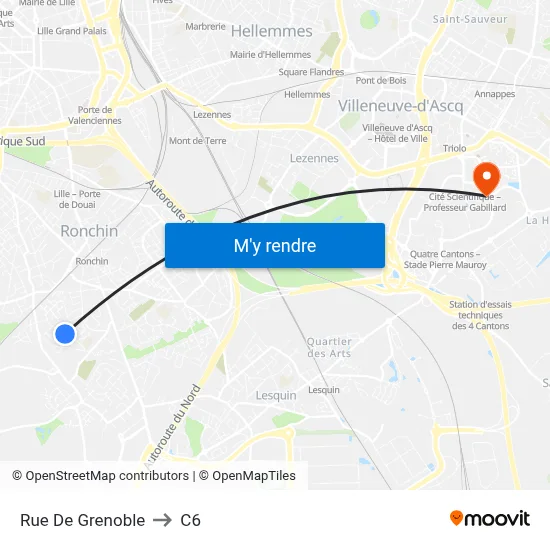 Rue De Grenoble to C6 map