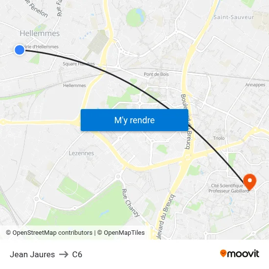 Jean Jaures to C6 map