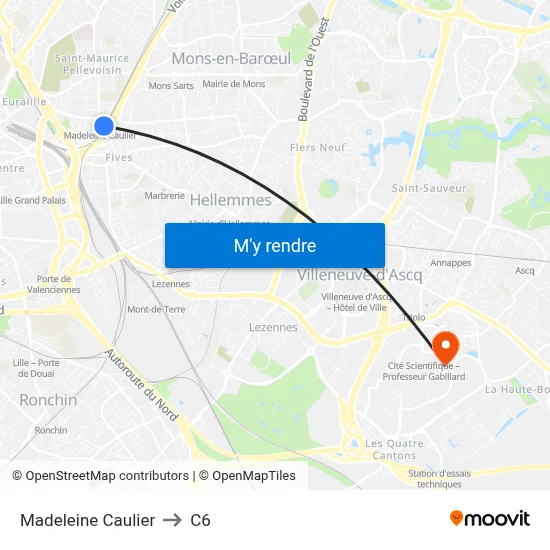 Madeleine Caulier to C6 map