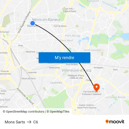 Mons Sarts to C6 map