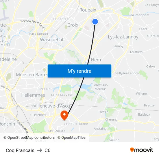 Coq Francais to C6 map