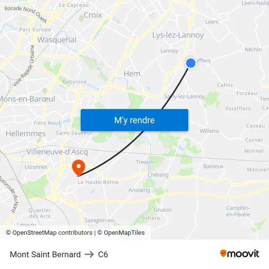 Mont Saint Bernard to C6 map