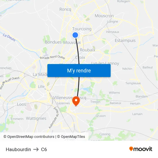 Haubourdin to C6 map