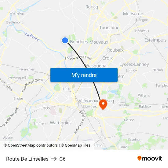 Route De Linselles to C6 map