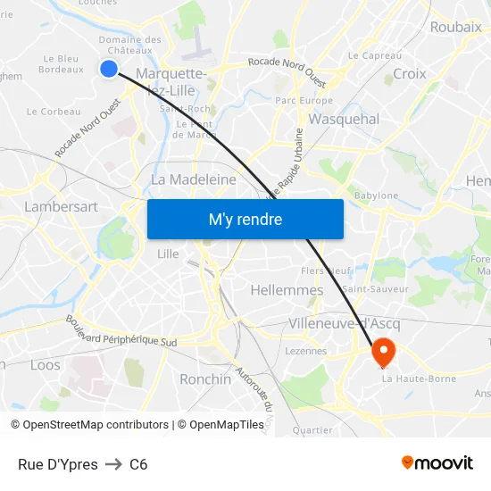 Rue D'Ypres to C6 map