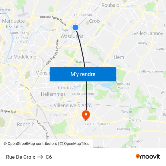 Rue De Croix to C6 map