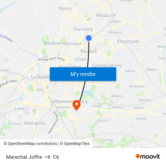 Marechal Joffre to C6 map