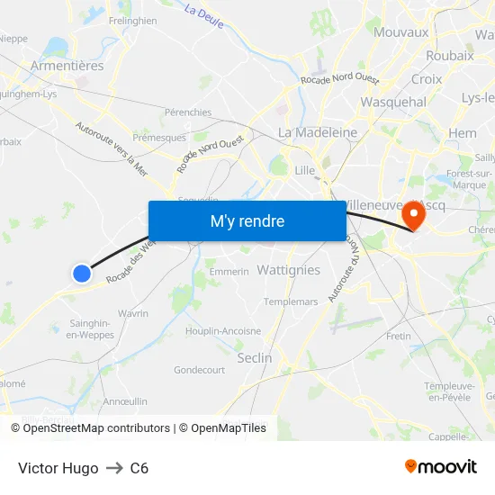 Victor Hugo to C6 map