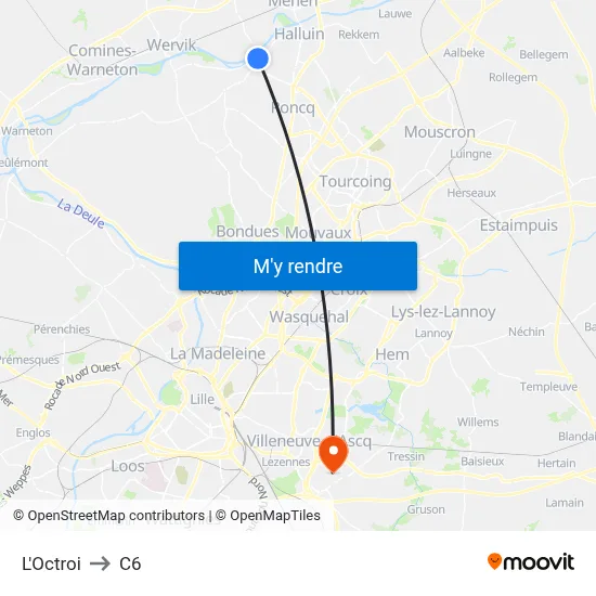 L'Octroi to C6 map