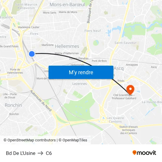 Bd De L'Usine to C6 map