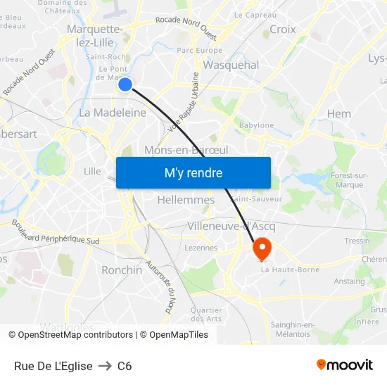 Rue De L'Eglise to C6 map