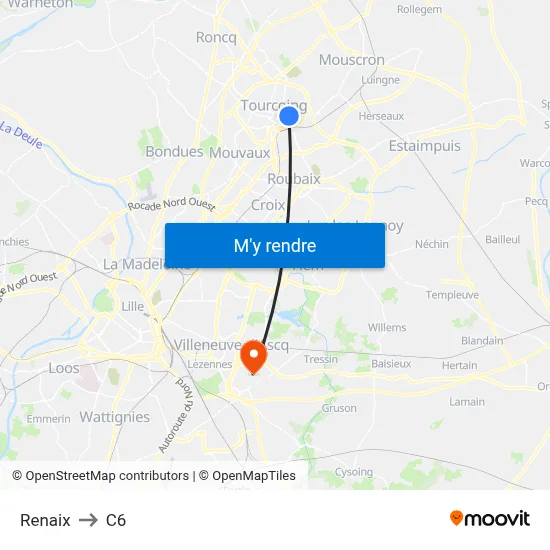 Renaix to C6 map