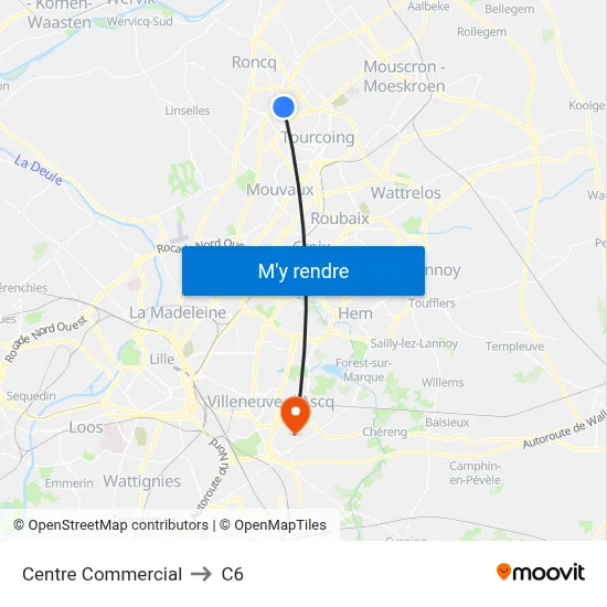 Centre Commercial to C6 map