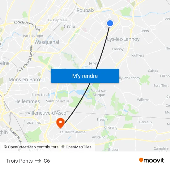Trois Ponts to C6 map