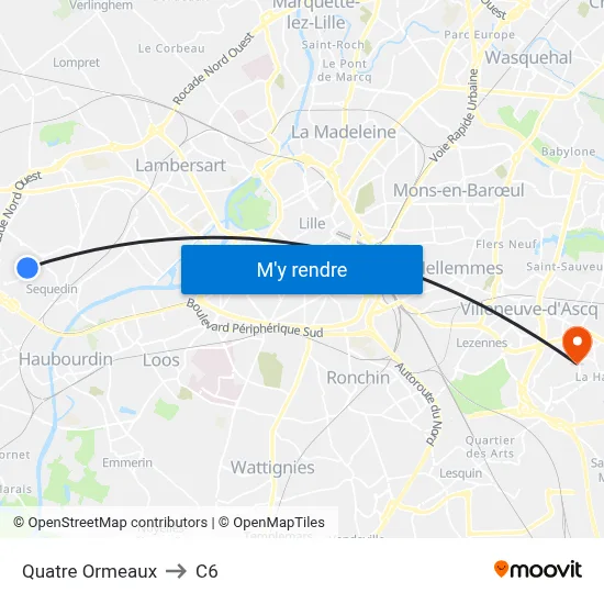 Quatre Ormeaux to C6 map