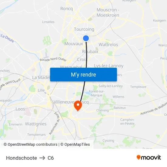 Hondschoote to C6 map