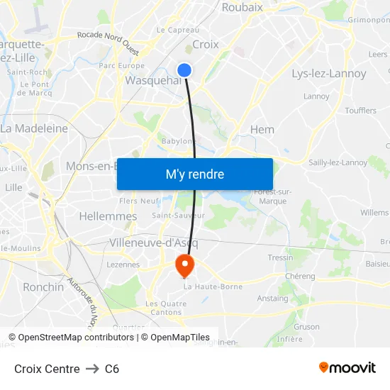Croix Centre to C6 map