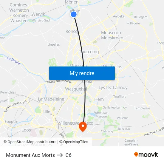 Monument Aux Morts to C6 map