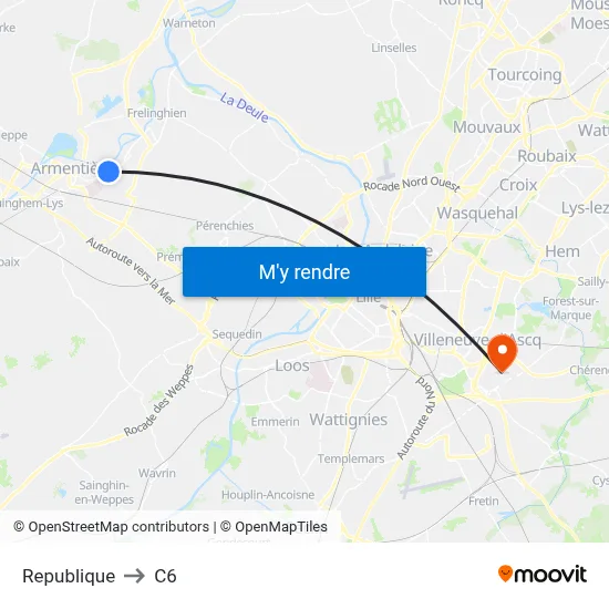 Republique to C6 map