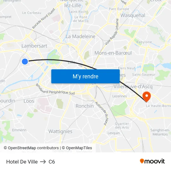 Hotel De Ville to C6 map