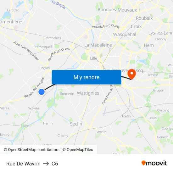 Rue De Wavrin to C6 map