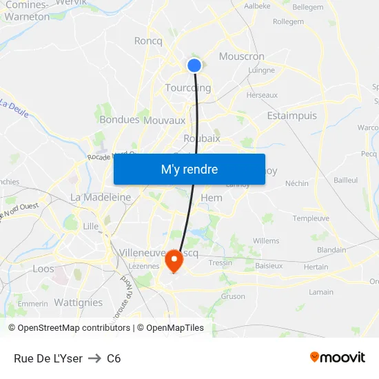 Rue De L'Yser to C6 map