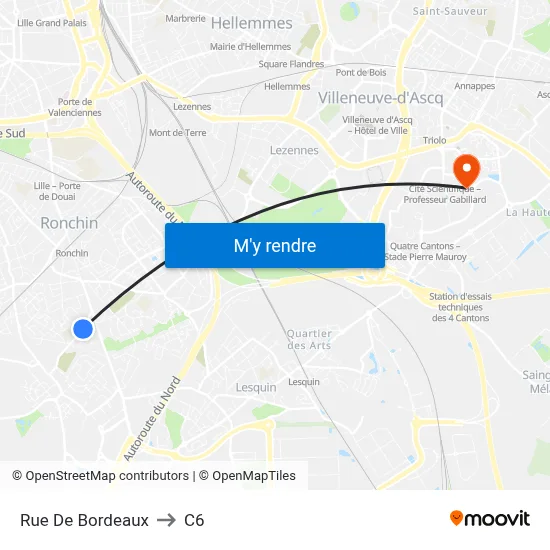 Rue De Bordeaux to C6 map